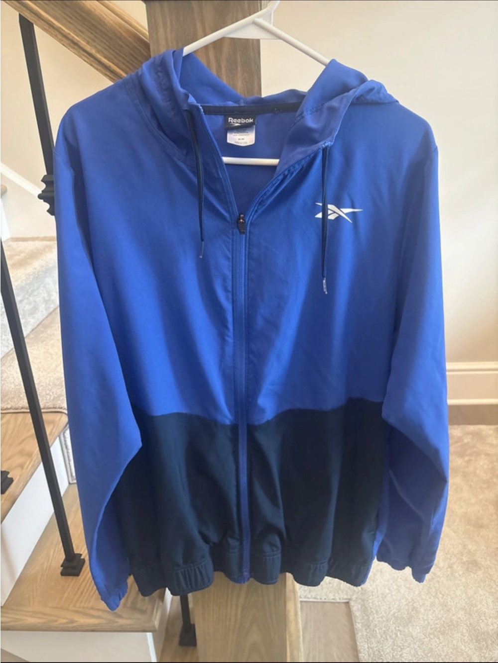 Reebok Blue and Black Colorblock Hooded Jacket